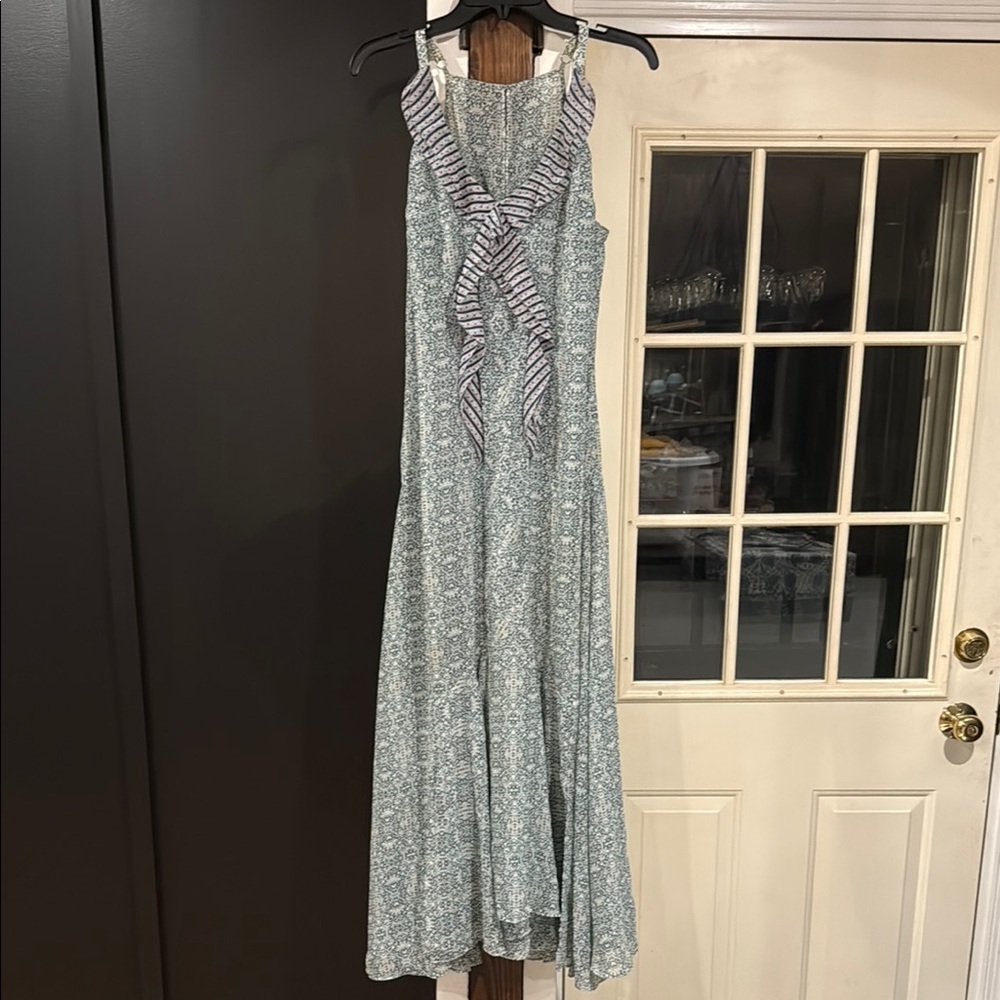 Blue and White Halter Sundress for Wedding Guest